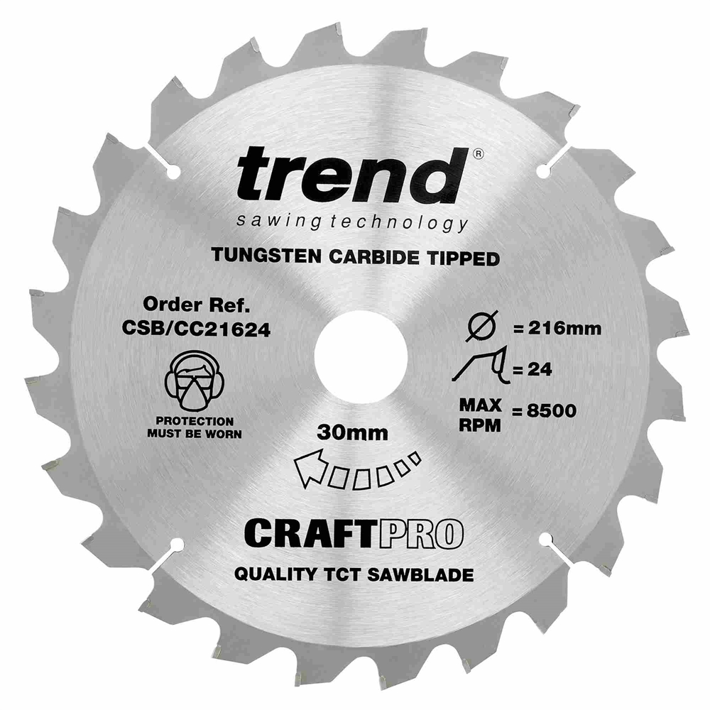 CSB/CC21624 - Craft saw blade crosscut 216mm x 24 teeth x 30mm