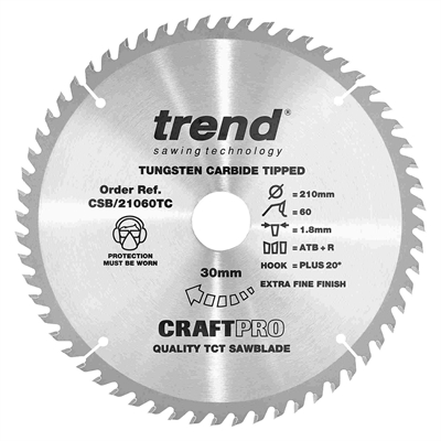 CSB/21060TC - Craft saw blade 210mm x 60 teeth x 30 x 1.8 for DCS7485