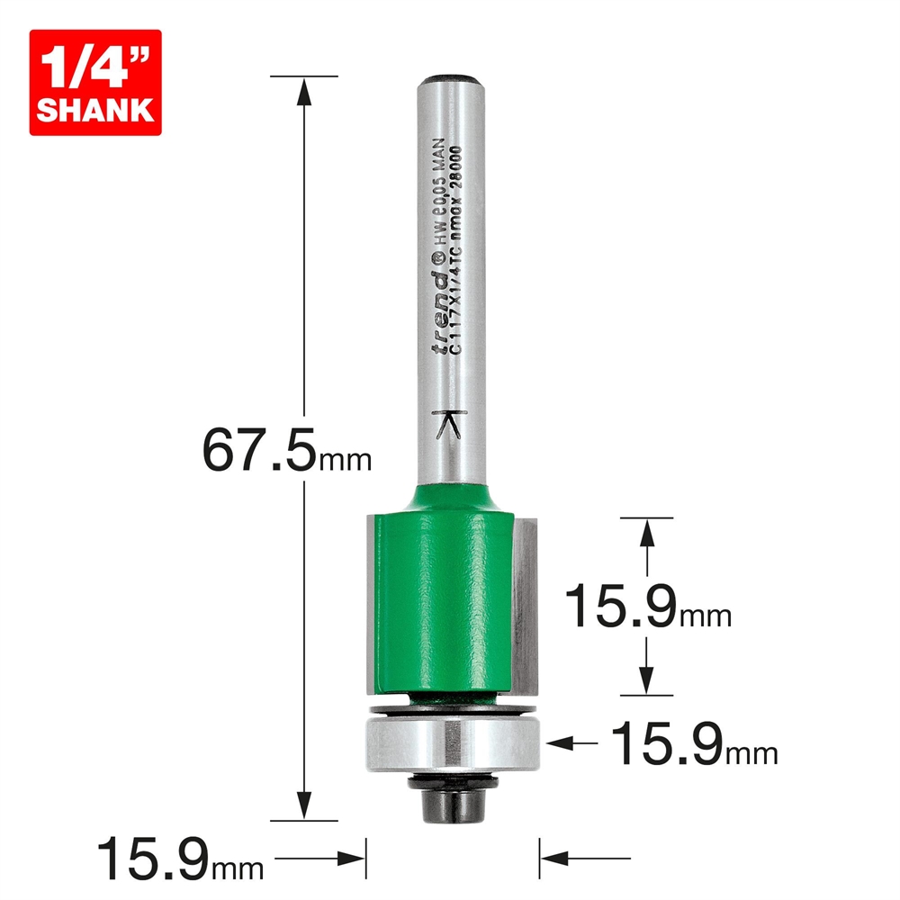 C117X1/4TC - Guided trimmer 15.9mm diameter