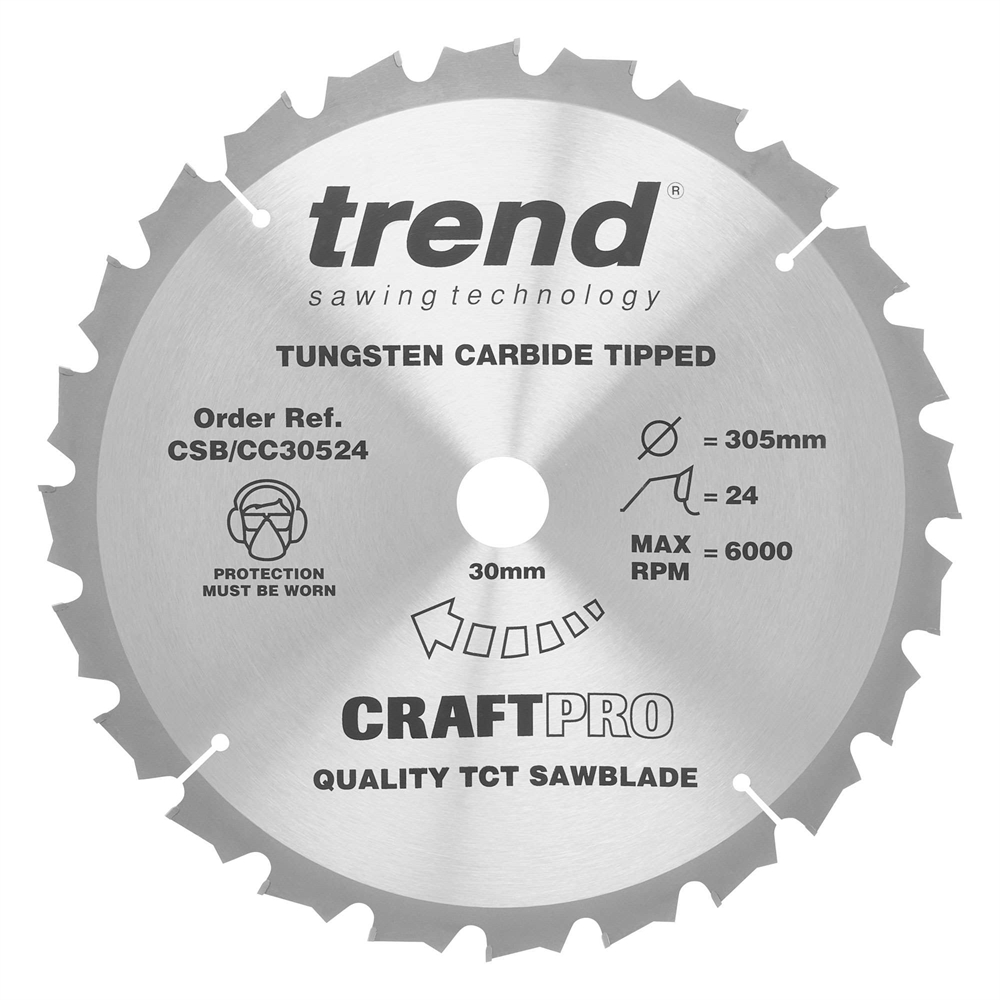 CSB/CC30524 - Craft saw blade crosscut 305mm x 24 teeth x 30mm