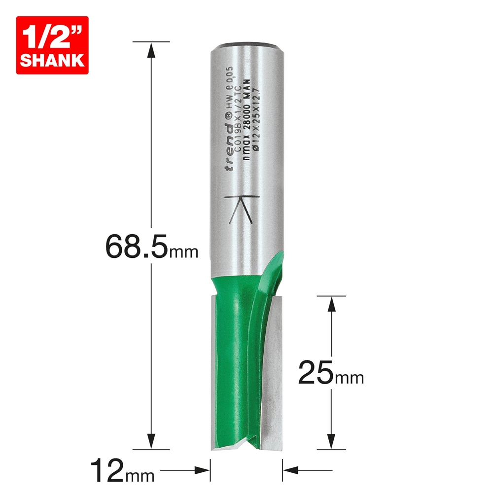 C019BX1/2TC - Two flute 12mm diameter