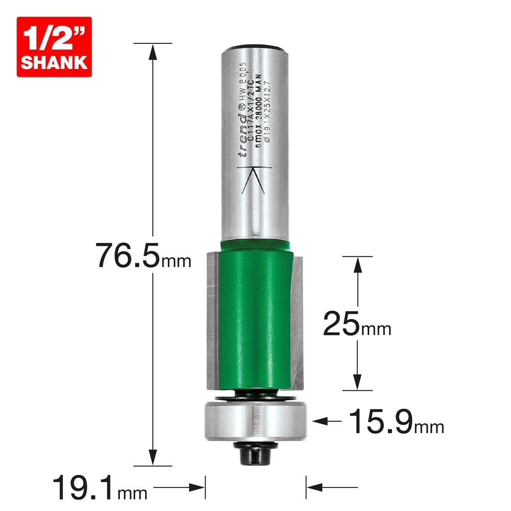 C117AX1/2TC - Guided trimmer 19.1mm diameter