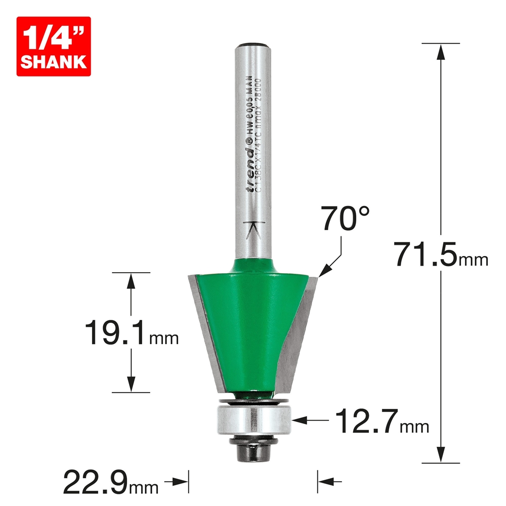 C138CX1/4TC - Self guided chamfer 75 degrees x 19.1 cut