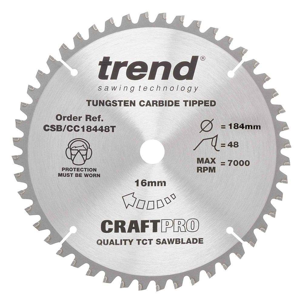 CSB/CC18448T - Craft saw blade crosscut 184mm x 48 teeth x 16mm thin