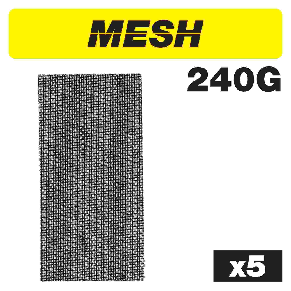 AB/HLF/240M - MESH 1/2 SAND SHEET 5PC 115 X 230MM 240G