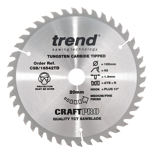 CSB/16542TD - Craft saw blade 165mm x 42 teeth x 20 thin