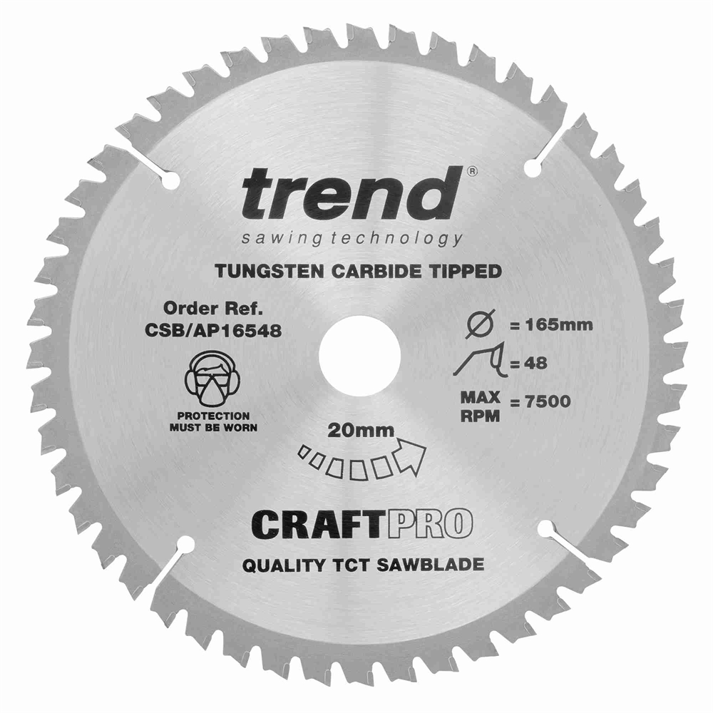 CSB/AP16548 - Craft saw blade aluminium and plastic 165 x 48 teeth x 20