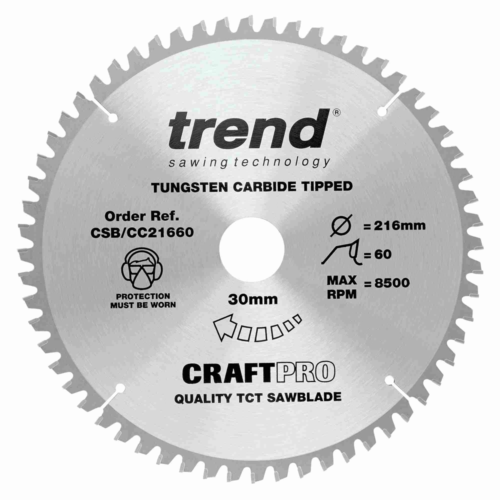 CSB/CC21660 - Craft saw blade crosscut 216mm x 60 teeth x 30mm