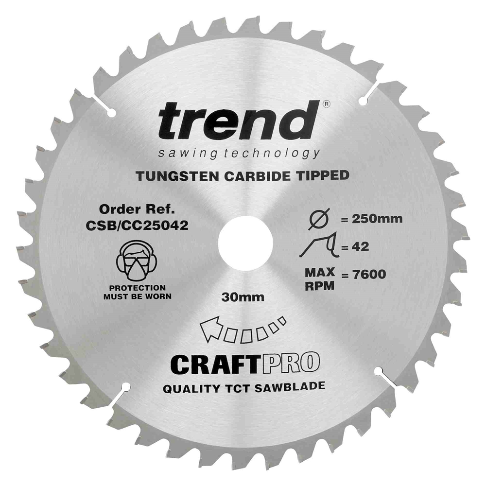 CSB/CC25042 - Craft saw blade crosscut 250mm x 42 teeth x 30mm