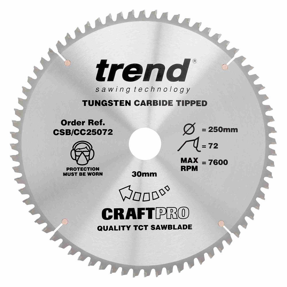 CSB/CC25072 - Craft saw blade crosscut 250mm x 72 teeth x 30mm