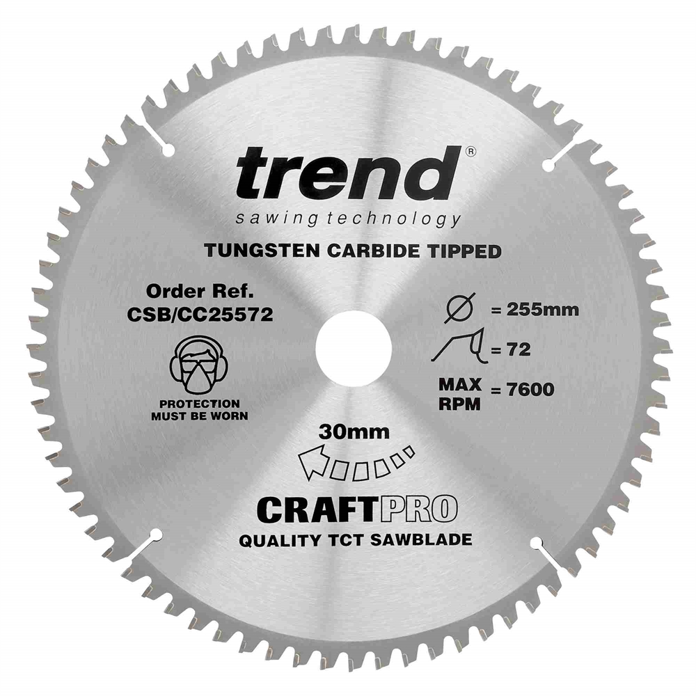 CSB/CC25572 - Craft saw blade crosscut 255mm x 72 teeth x 30mm