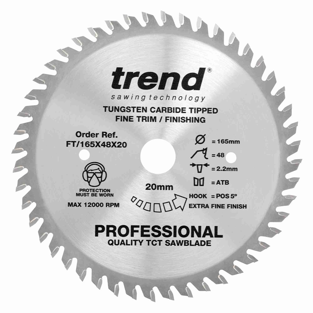 FT/165X48X20 Saw blade fine trim 165mm x 48 teeth x 20mm Trend