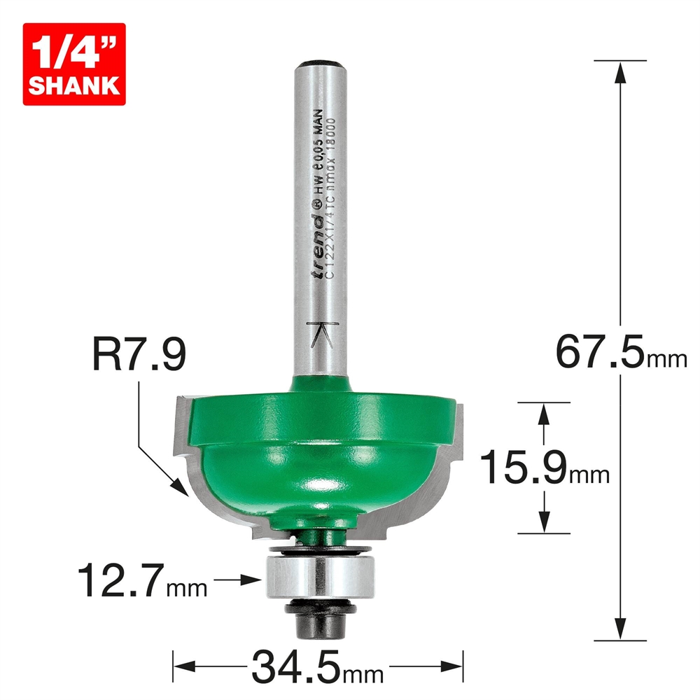 C122X1/4TC - Cavetto 7.9mm radius - Trend Products Online