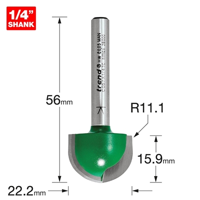 C057X1/4TC - Radius 11.1mm radius x 22.2mm diameter