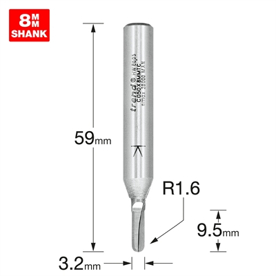 C050X8MMTC - Radius 1.6mm radius x 3.2mm diameter