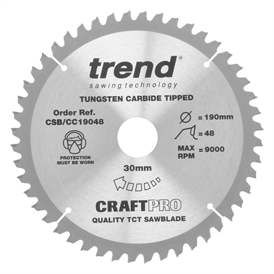 CSB/CC19048 - Craft saw blade crosscut 190mm x 48 teeth x 30mm