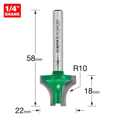 C073AX1/4TC - Sash bar ovolo joint cutter 10mm radius