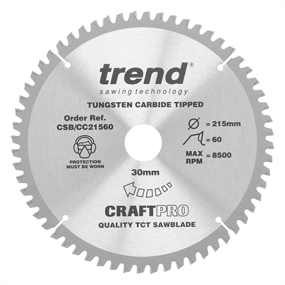 CSB/CC21560 - Craft saw blade crosscut 215mm x 60 teeth x 30mm