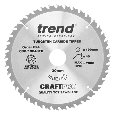 CSB/19040TB - Craft saw blade 190 x 40 teeth x 30 thin