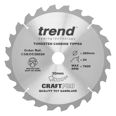CSB/CC26024 - Craft saw blade crosscut 260mm x 24 teeth x 30mm
