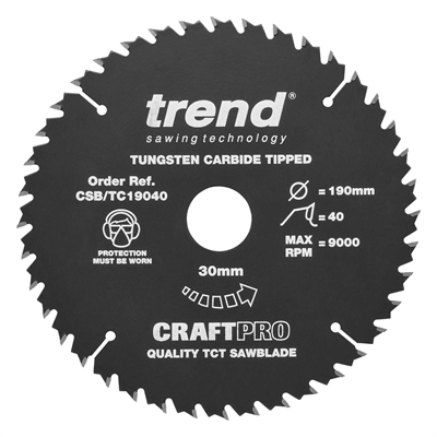 CSB/TC19040 - Craft saw blade 190mm x 40 teeth x 30mm