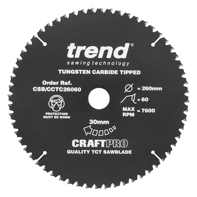 CSB/CCTC26060 - Craft Crosscut Non Slip 260mm x 60 teeth x 30mm
