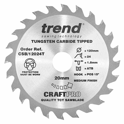 CSB/12024T - Craft saw blade 120mm x 24 teeth x 20mm thin