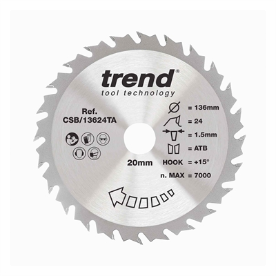 CSB/13624TA - Craft saw blade 136 x 24 teeth x 20 thin