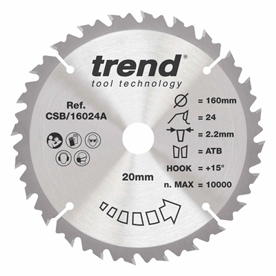 CSB/16024A - Craft saw blade 160mm x 24 teeth x 20mm