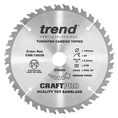 CSB/16036 - Craft saw blade 160mm x 36 teeth x 20mm