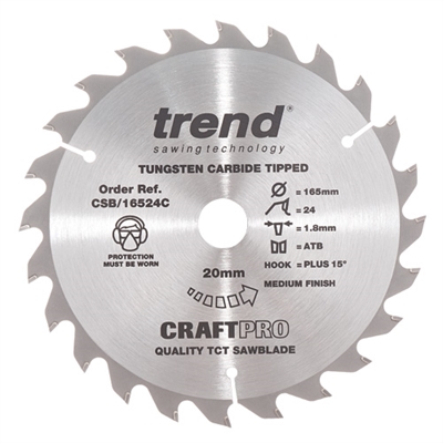 CSB/16524C - Craft saw blade 165mm x 24 teeth x 20mm