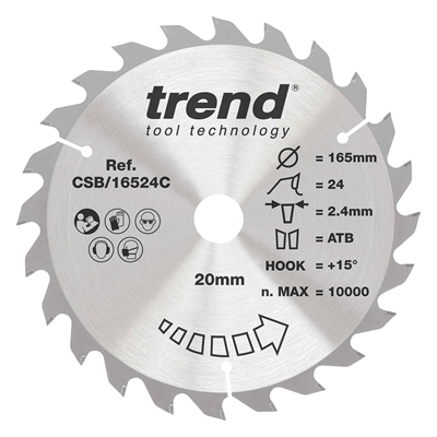 CSB/16524C - Craft saw blade 165mm x 24 teeth x 20mm