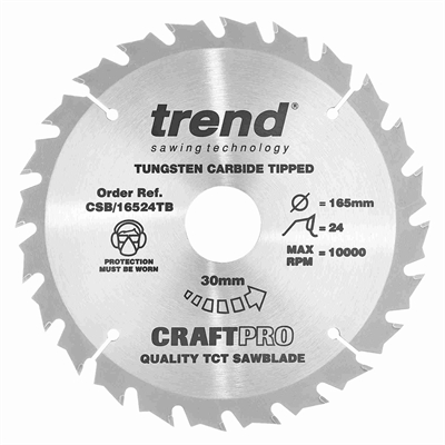 CSB/16524TB - Craft saw blade 165mm x 24 teeth x 30 thin