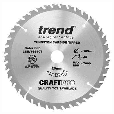 CSB/16540T - Craft saw blade 165mm x 40 teeth x 20 thin