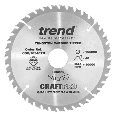 CSB/16540TB - Craft saw blade 165mm x 40 teeth x 30 thin