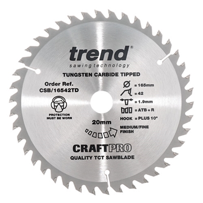 CSB/16542TD - Craft saw blade 165mm x 42 teeth x 20 thin