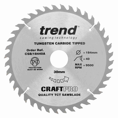 CSB/18440A - Craft saw blade 184mm x 40 teeth x 30mm