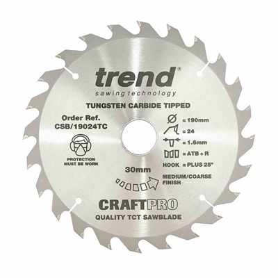 CSB/19024TC - Craft saw blade 190mm x 24 teeth x 30 x 1.55 for DCS575