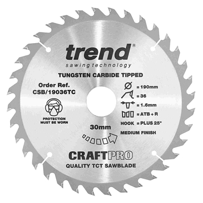 CSB/19036TC - Craft saw blade 190mm x 36 teeth x 30 x 1.55 for DCS575