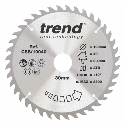 CSB/19040 - Craft saw blade 190mm x 40 teeth x 30mm