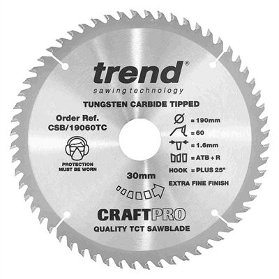CSB/19060TC - Craft saw blade 190mm x 60 teeth x 30 x 1.55 for DCS575