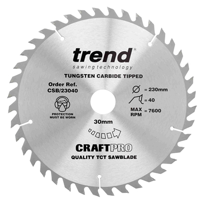 CSB/23040 - Craft saw blade 230mm x 40 teeth x 30mm