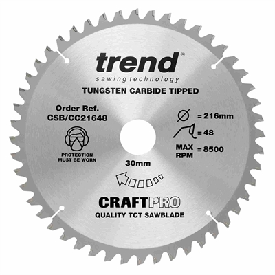 CSB/CC21648 - Craft saw blade crosscut 216mm x 48 teeth x 30mm