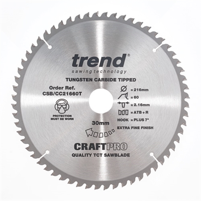 CSB/CC21660T - Craft saw blade crosscut 216mm x 60 teeth x 30mm thin