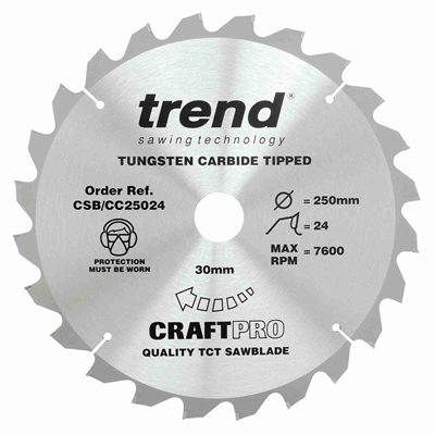 CSB/CC25024 - Craft saw blade crosscut 250mm x 24 teeth x 30mm
