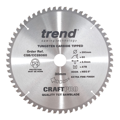 CSB/CC26060 - Craft saw blade crosscut 260mm x 60 teeth x 30mm