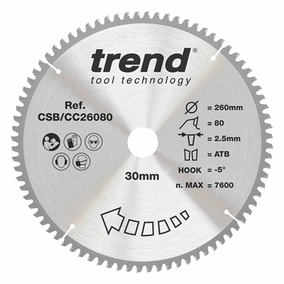 CSB/CC26080 - Craft saw blade crosscut 260mm x 80 teeth x 30mm