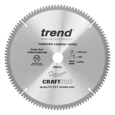CSB/CC305108 - Craft saw blade crosscut 305mm x 108 teeth x 30mm