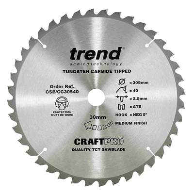 CSB/CC30540 - Craft saw blade crosscut 305mm x 40 teeth x 30mm