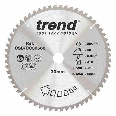 CSB/CC30560 - Craft saw blade crosscut 305mm x 60 teeth x 30mm